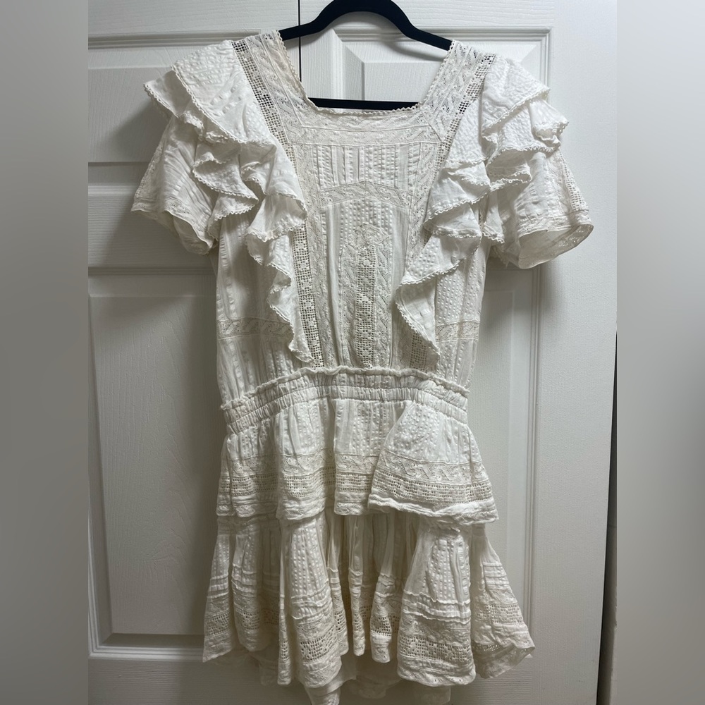 Love shack fancy Stella Mini Dress in vintage white, size L - Picture 2 of 5
